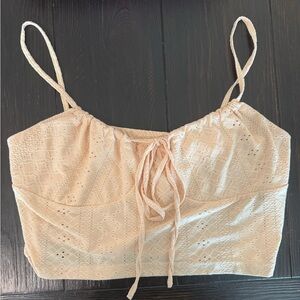 SHEIN Light Peach Lace Crop Top